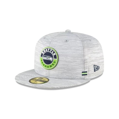 Grey Seattle Seahawks Hat - New Era NFL Official NFL Fall Sideline 59FIFTY Fitted Caps USA5672139